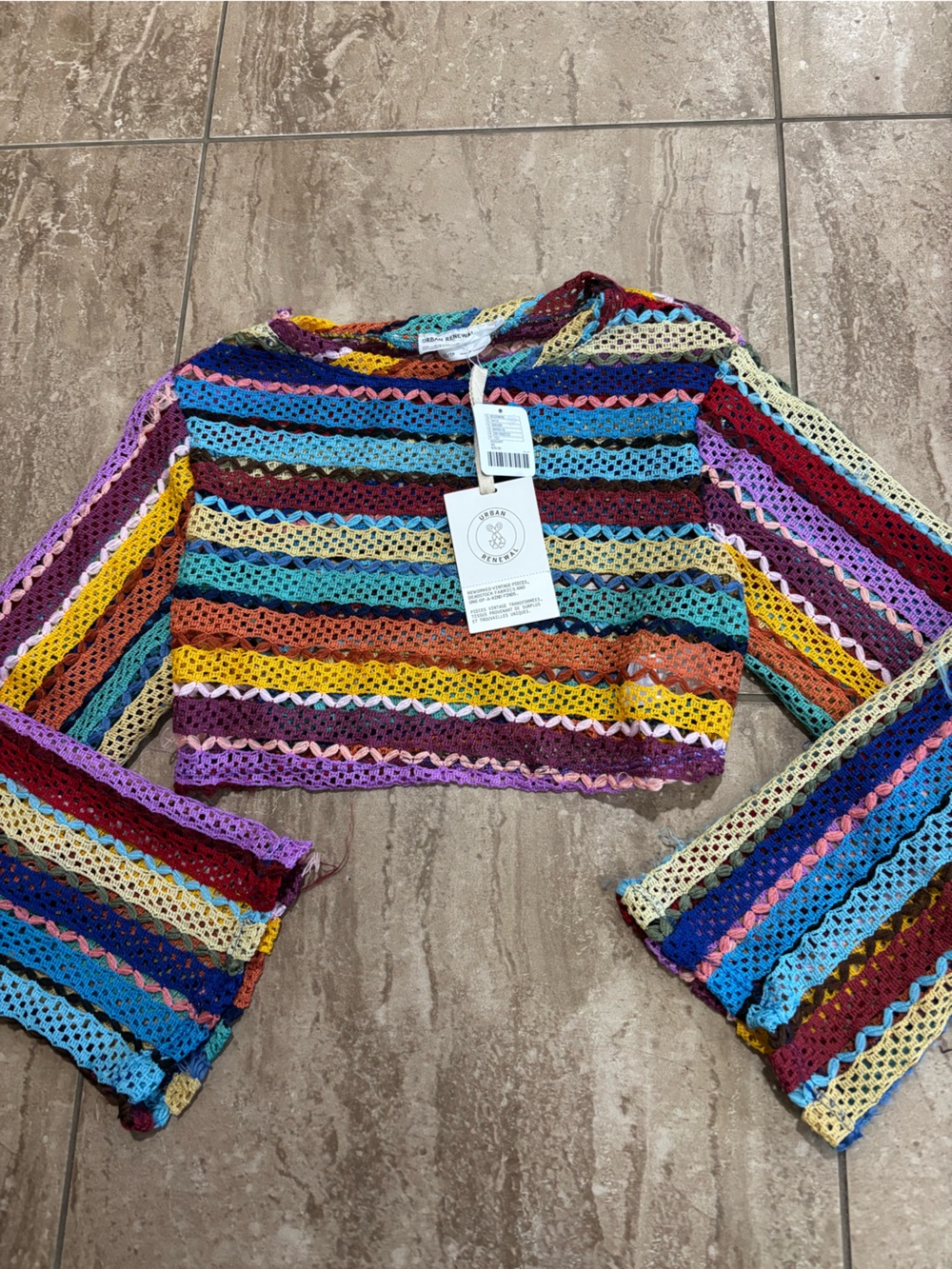 Urban Outfitters multicoloured crochet knit sweater NWT